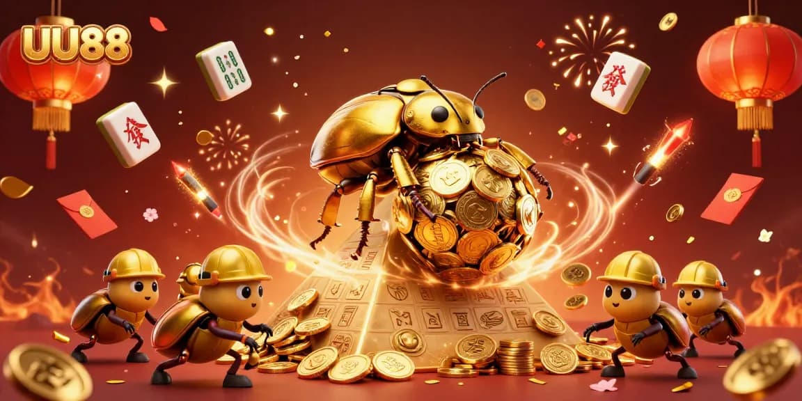 Engage with the festive action at UU88 as golden beetles celebrate a colossal jackpot!