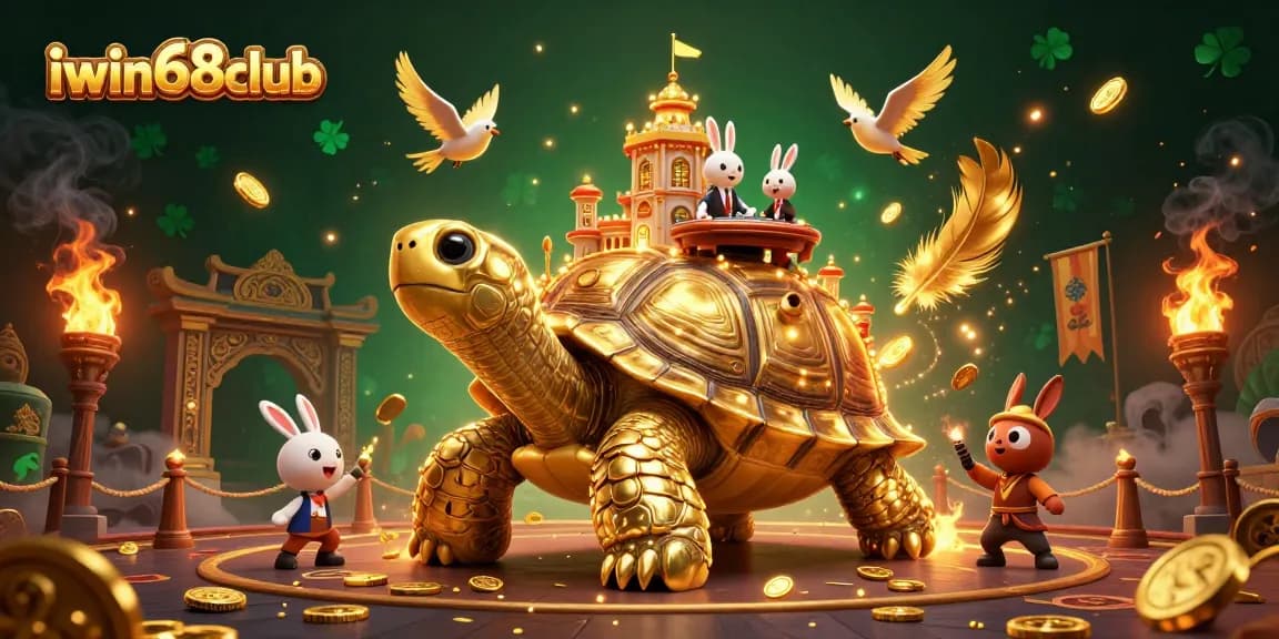 Experience thrilling wins at iwin68club with a stunning golden tortoise casino scene full of action.