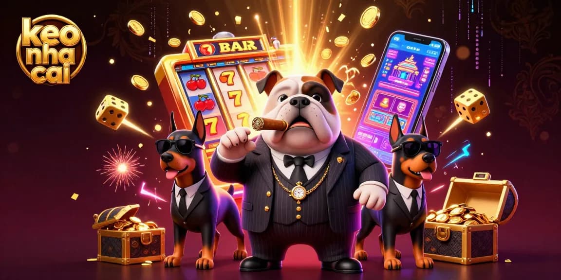 Experience excitement with keo nha cai in a vibrant casino setting featuring a mafia bulldog and dynamic game elements.