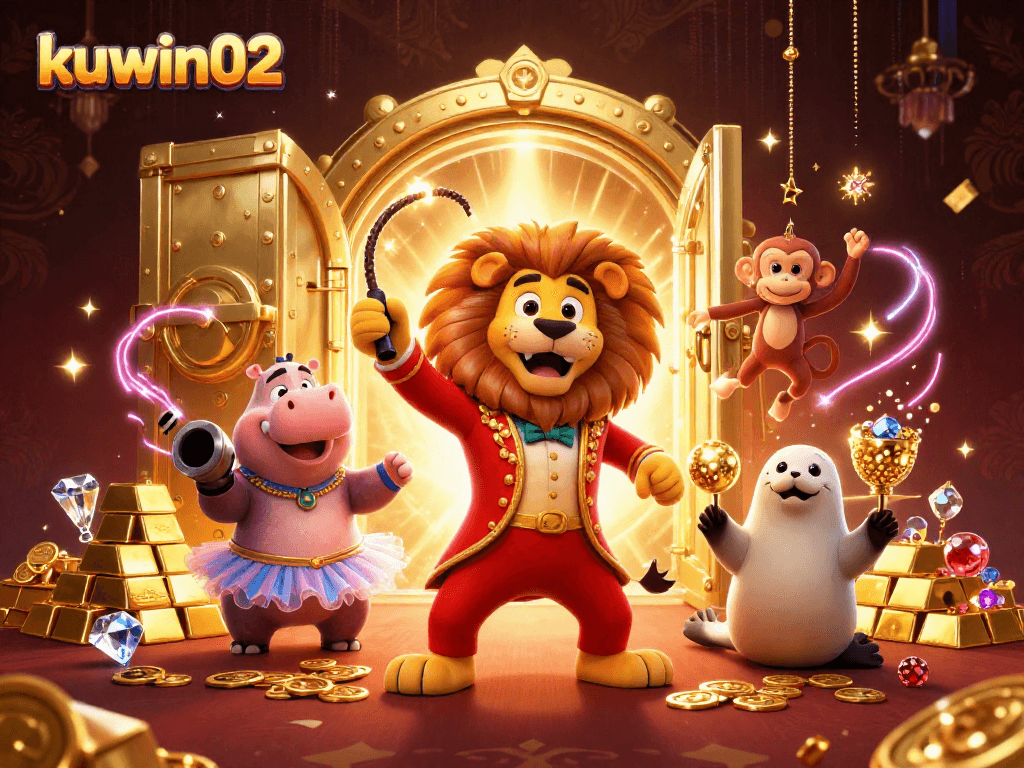 Experience thrilling excitement at kuwin02's casino with vibrant characters and riches.