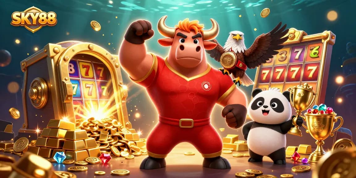 Engage with SKY88’s thrilling slots featuring vibrant characters and dazzling treasures.