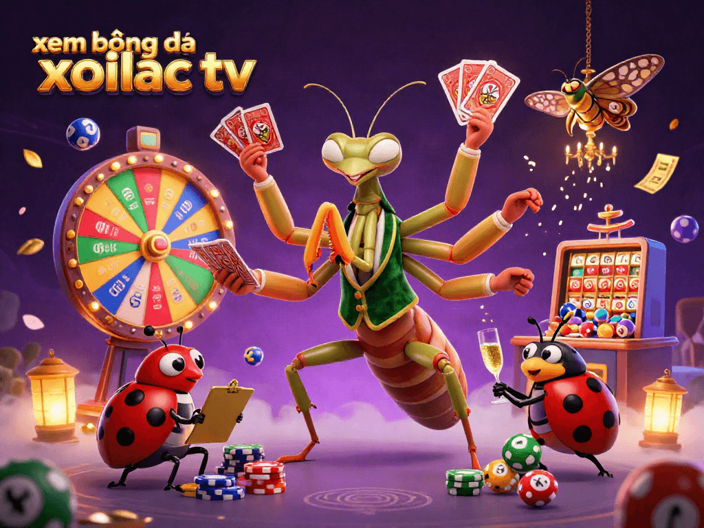 xem bóng đá xoilac tv is illustrated with dynamic sports elements and lively characters in an engaging gambling scene.
