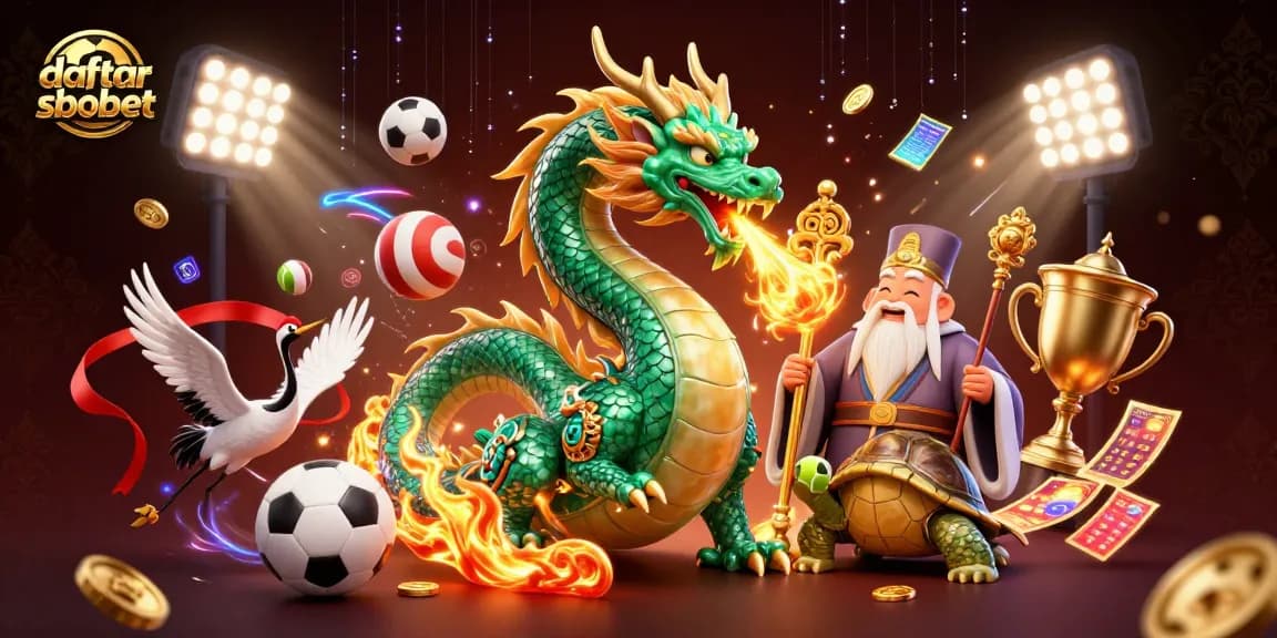 Engage in thrilling betting on daftar sbobet with a scenic 3D illustration of key gaming elements.