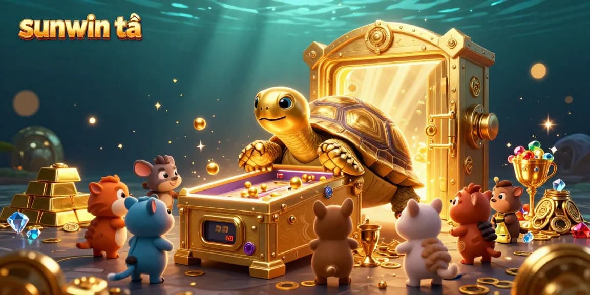 Engage with sunwin tải as a colossal golden tortoise ignites excitement amidst treasures in this dynamic casino scene.