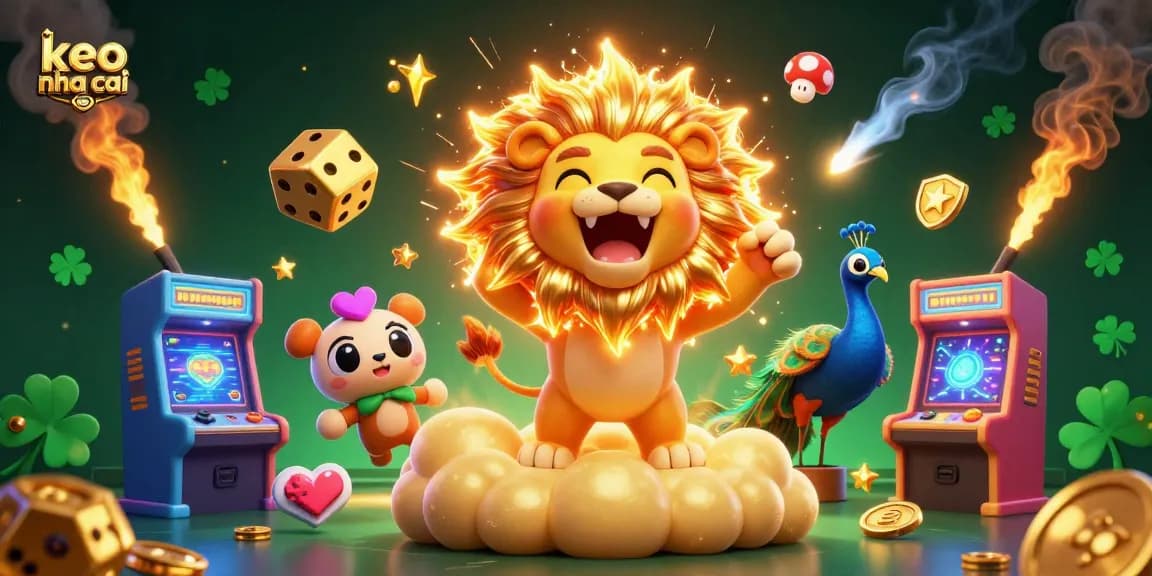 Engage with keo nha cai in this vibrant 3D illustration showcasing a lively casino atmosphere filled with game excitement.