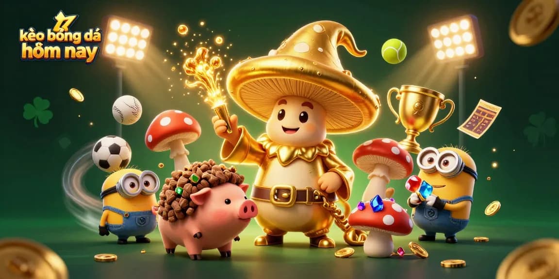 Experience the excitement of kèo bóng đá hôm nay with dynamic sports imagery and magical illustrations.
