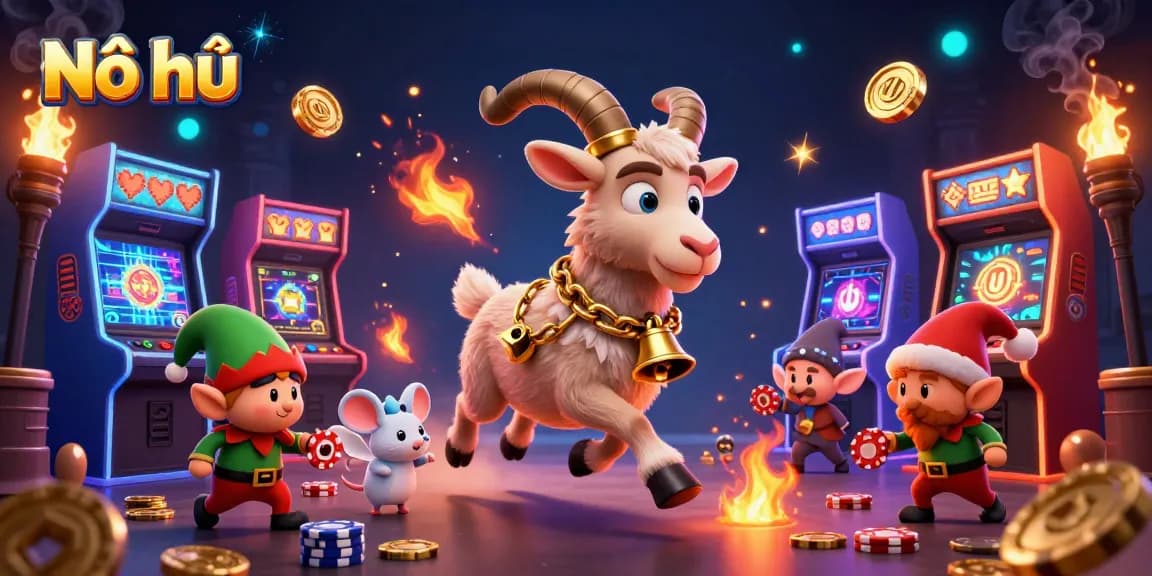 Engage in thrilling Nổ hũ action with vibrant characters and casino excitement in a festive atmosphere.
