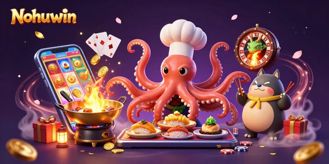 Nohuwin energizes players with dynamic slot games and vibrant casino experiences in this vivid illustration.