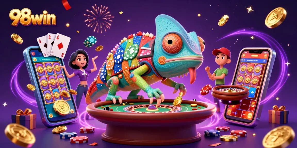 Experience thrilling casino action with 98win, showcasing vibrant games and enticing rewards.