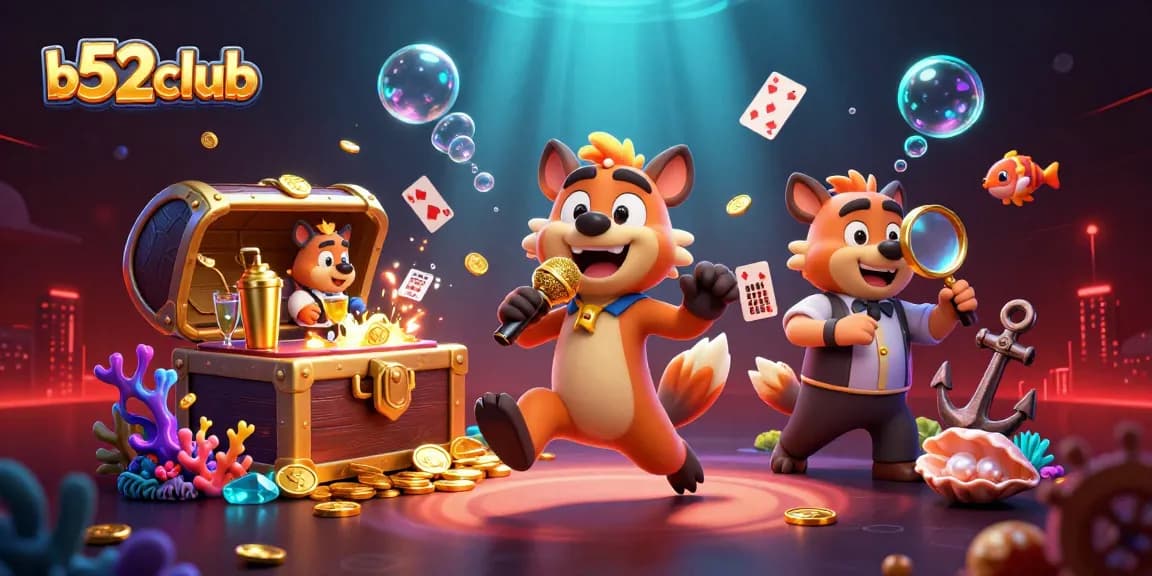 Experience thrilling gaming at b52club with vibrant characters and dynamic casino elements.