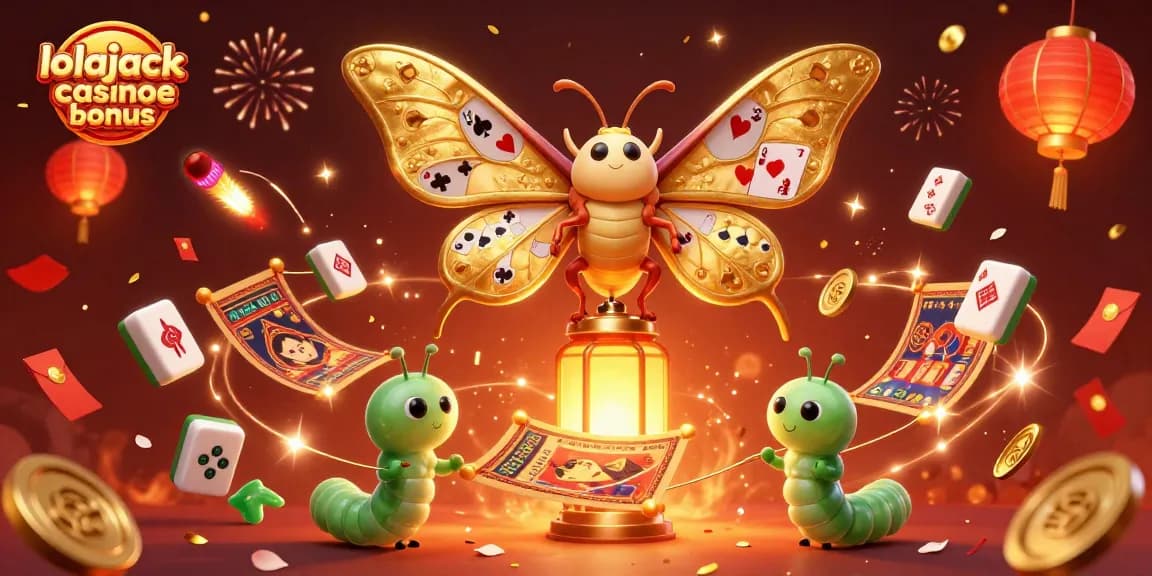 Experience the excitement of the lolajack casino welcome bonus with vibrant 3D illustrations of unique casino elements.