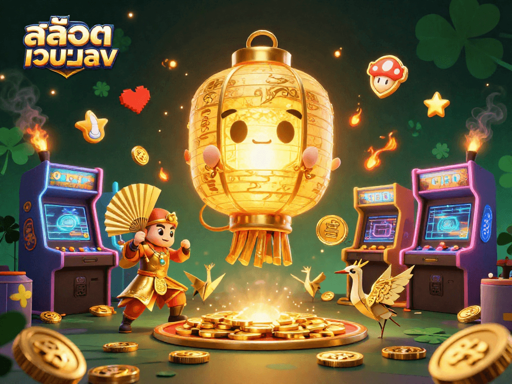Play slots and win big with สล็อตเว็บตรง in an enchanting casino atmosphere featuring glowing characters.