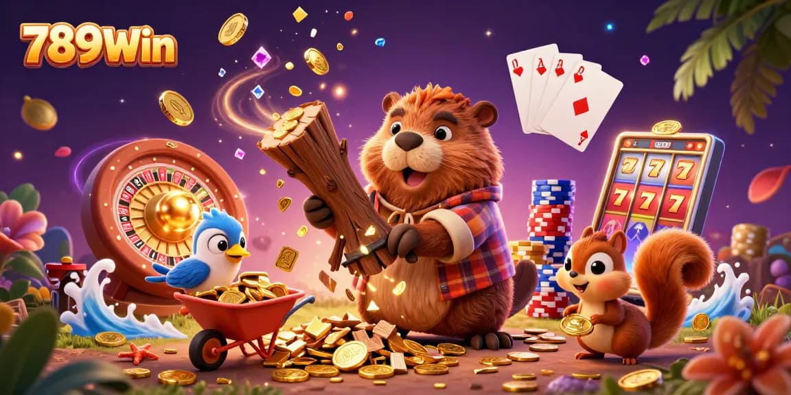 Chopping gold coins raining down, celebrating 789Win's online casino thrills!