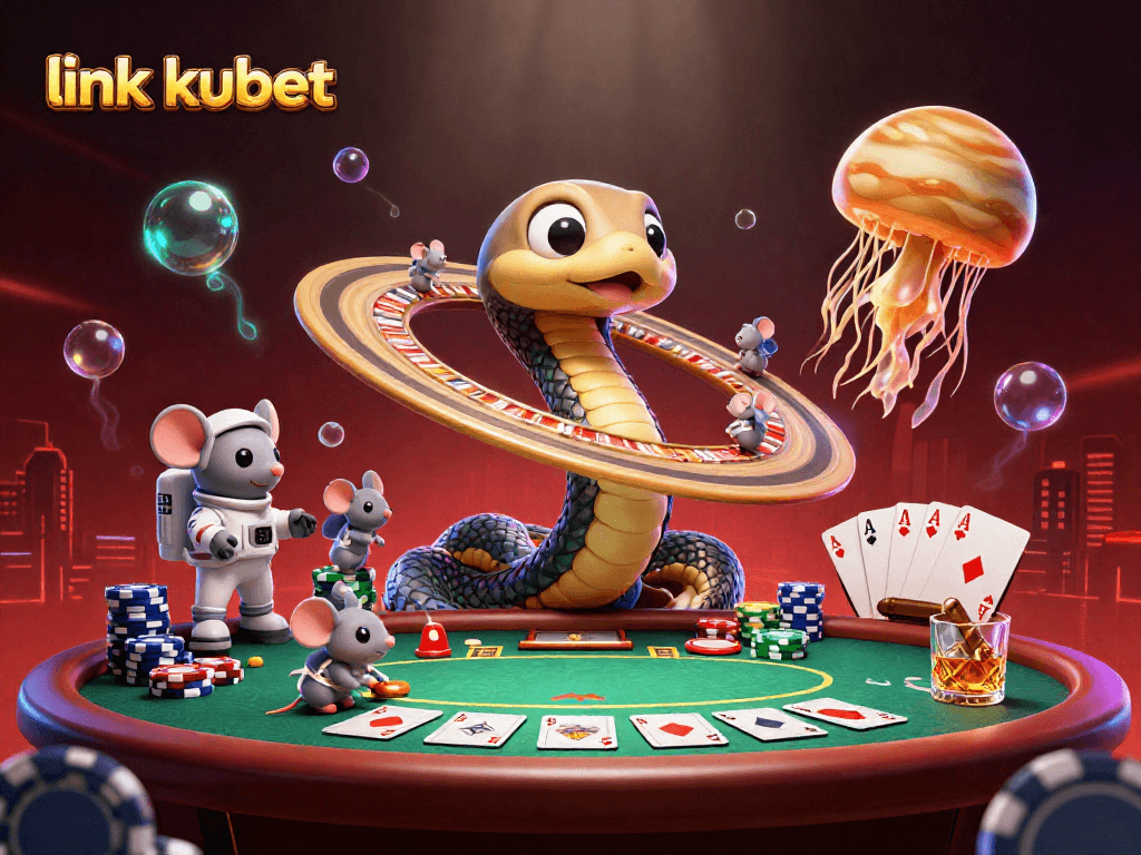 Place bets with link kubet on the cosmic roulette while astronaut mice interact.