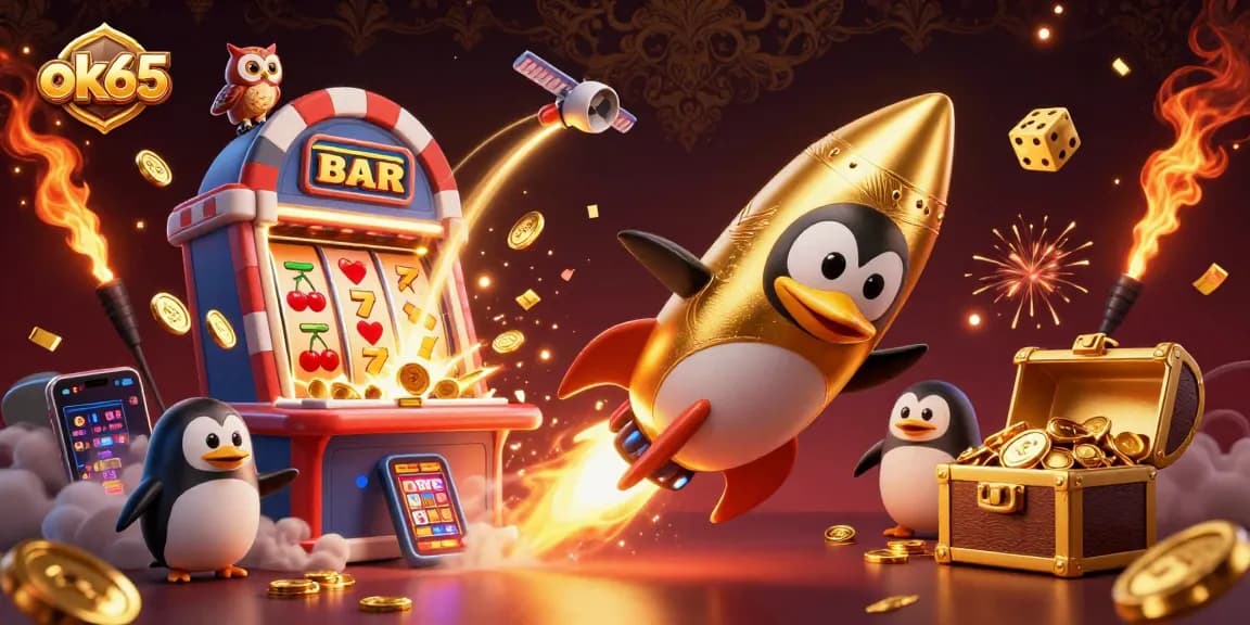Engage with the thrilling world of ok65 casino games while witnessing animated gold coins and jackpots.