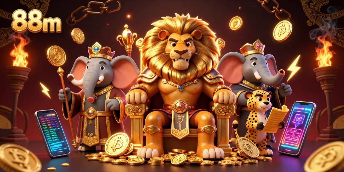 Experience thrilling wins with 88m in a vibrant casino world full of gold and game elements.
