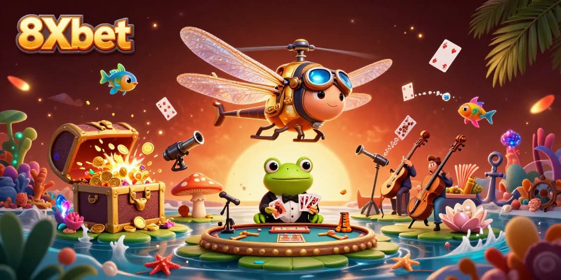 Experience thrilling gameplay at 8Xbet with vibrant casino scenes and dynamic game elements.