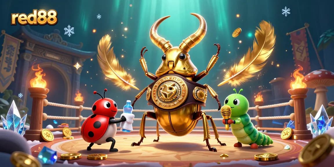 Bet on red88 with confidence as the giant stag beetle and ladybug energize the betting arena.