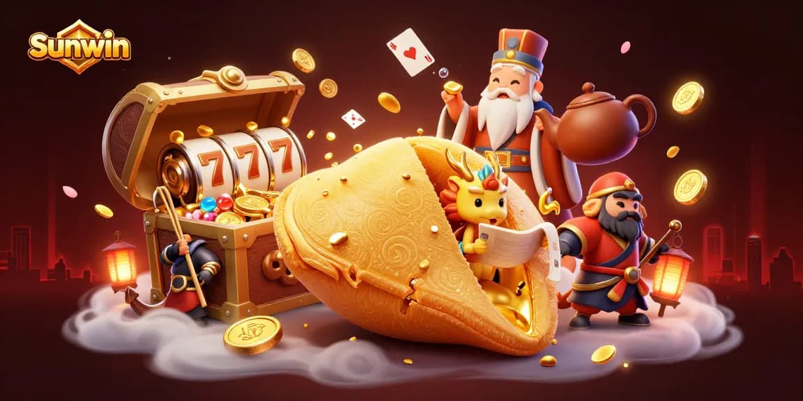 Win big with Sunwin: vibrant 3D illustration showcasing a dynamic scene of fortune and excitement.
