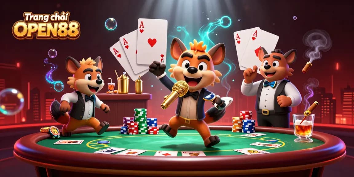 Engage with Trang chủ OPEN88 as hyenas create a vibrant casino scene with excitement.