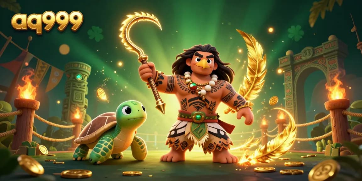 Join the thrilling action at aq999 with Polynesian-style characters in a vibrant casino scene.