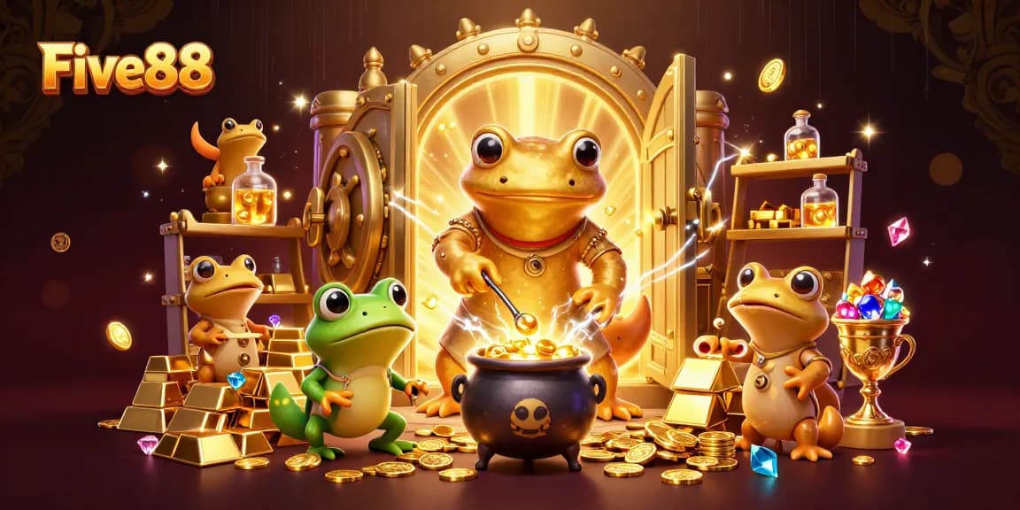 Engage with Five88's vibrant online casino experience through this rich, dynamic 3D illustration.