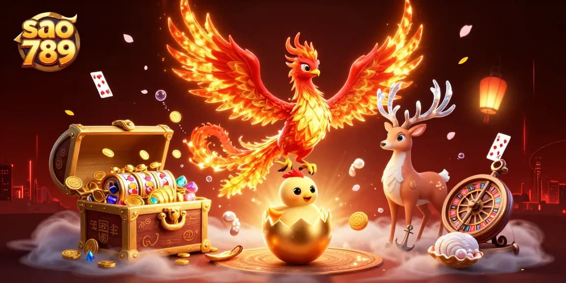 Experience thrilling games at sao 789 with fire phoenix, dynamic casino elements, and stunning visuals.