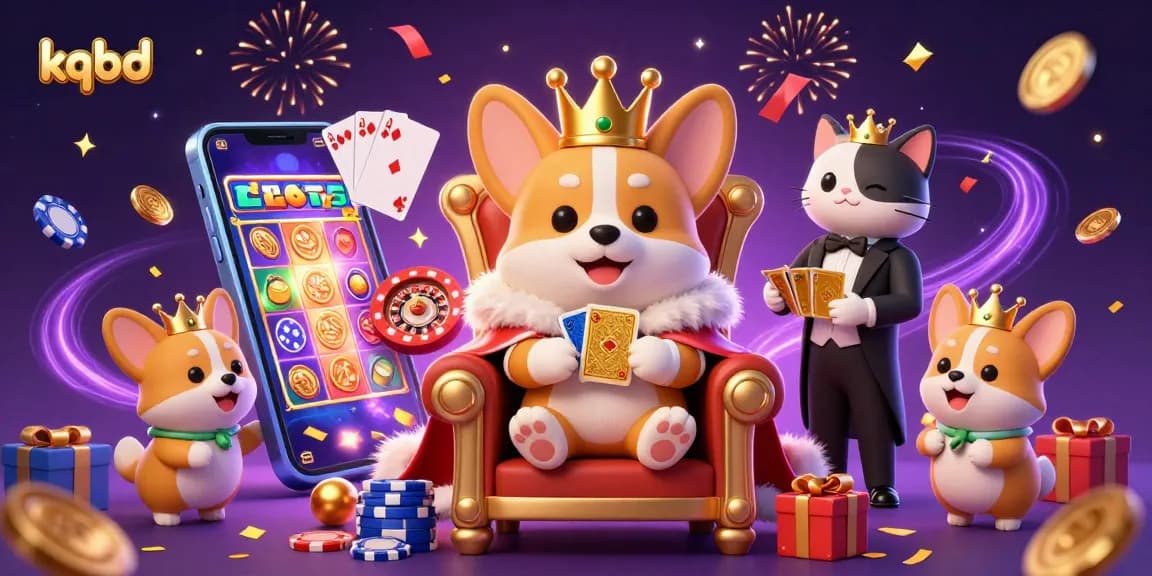 Experience thrilling kqbd moments with a royal corgi, golden cards, and vibrant casino elements.