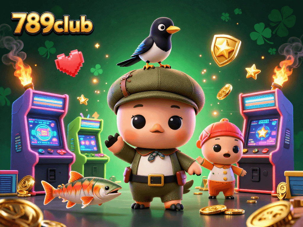 Experience thrilling gameplay at 789club with an exciting illustration of a casino with playful characters.