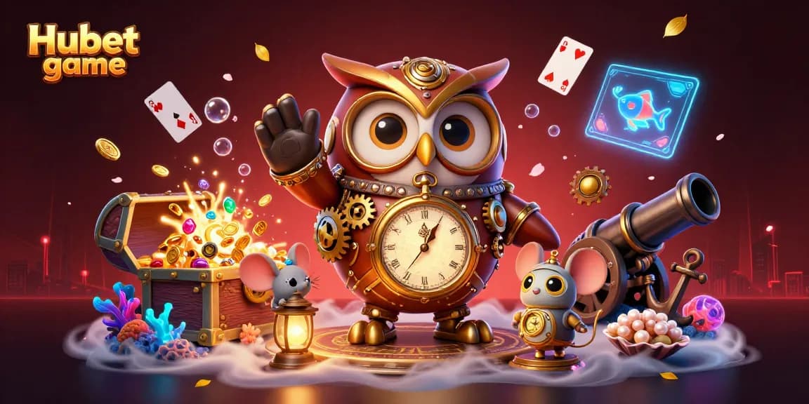 Engage with the Hubet game experience as an enchanting cartoon owl leads a rich Victorian gaming adventure.