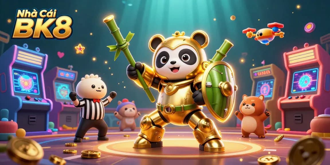 Experience excitement at Nhà Cái BK8 with dynamic casino-themed characters and vibrant accessories.