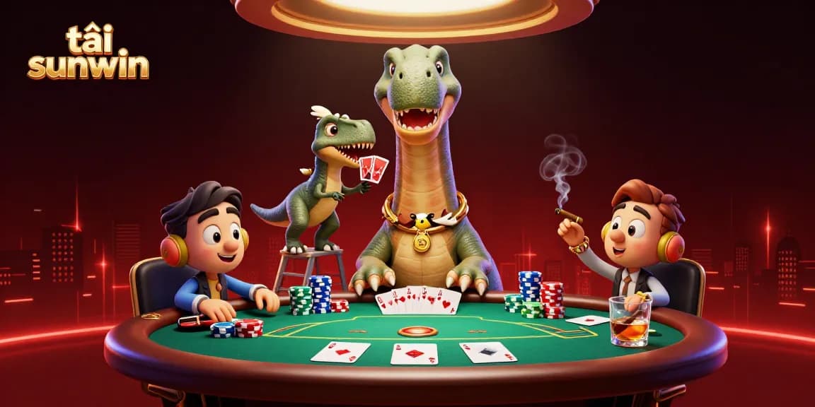 Experience the thrill of gaming with tải sunwin, featuring cartoon characters and dynamic poker elements.