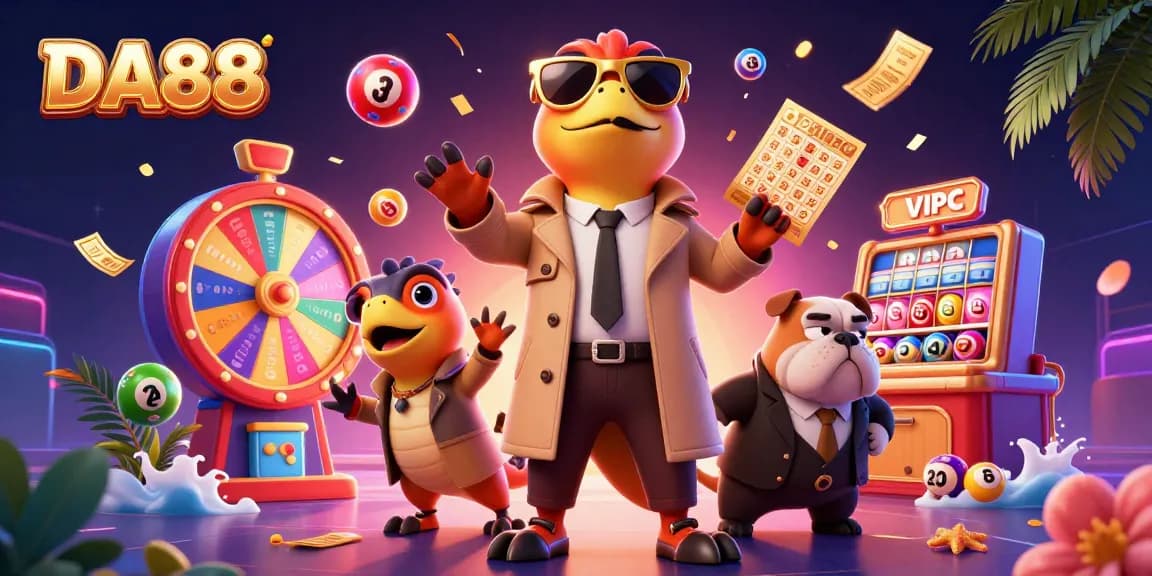 Experience the thrill of DA88 at a VIP casino lounge with raptors in disguise, surrounded by dynamic lottery elements.