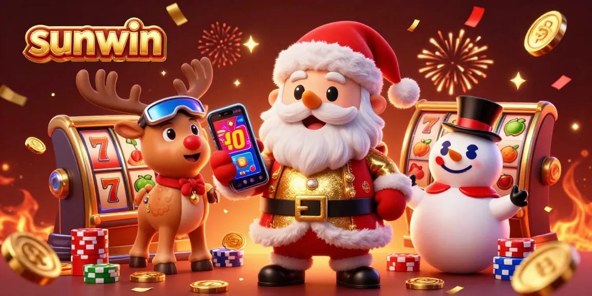 Experience thrilling gameplay with sunwin’s festive slots showcased by Santa and friends in a magical casino.