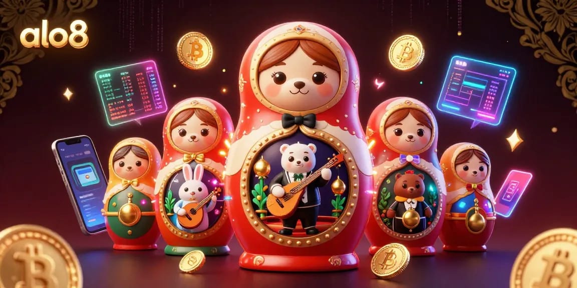 Play and win with ALO8's vibrant casino experience featuring animated characters and crypto elements.