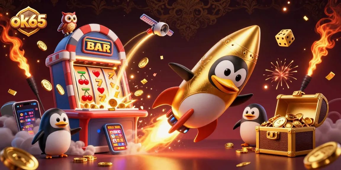 Engage with the thrilling world of ok65 casino games while witnessing animated gold coins and jackpots.