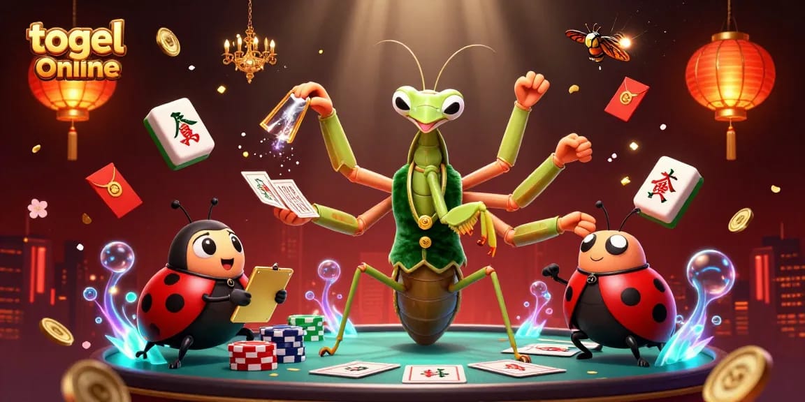 Experience the excitement of togel online with colorful characters and dynamic game elements in a vibrant casino scene.