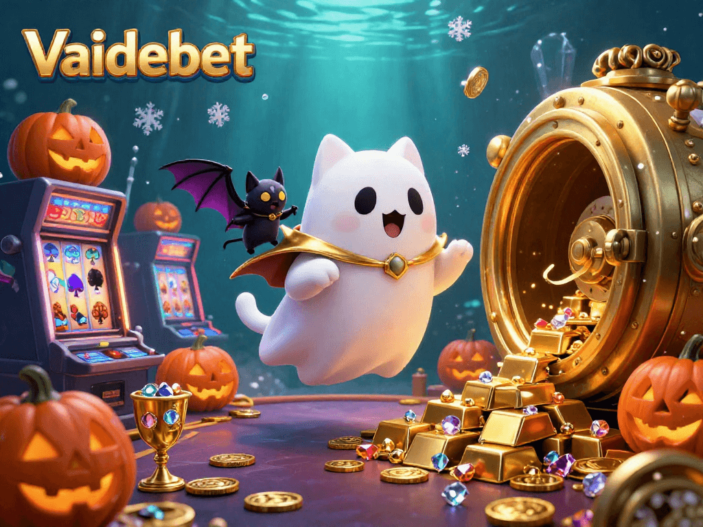 Engage in winning experiences at Vaidebet with a thrilling ghost and bat adventure in a spirited casino setting.
