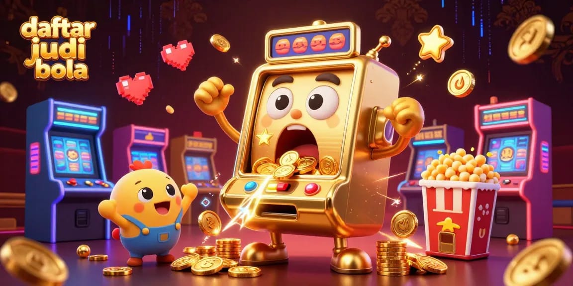 Experience excitement with daftar judi bola as animated slot machines celebrate big wins in a vibrant casino