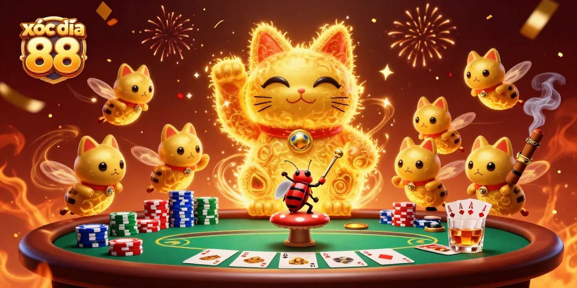 Experience the excitement of xóc đĩa 88 with dynamic casino elements and vibrant visuals in this 3D illustration.