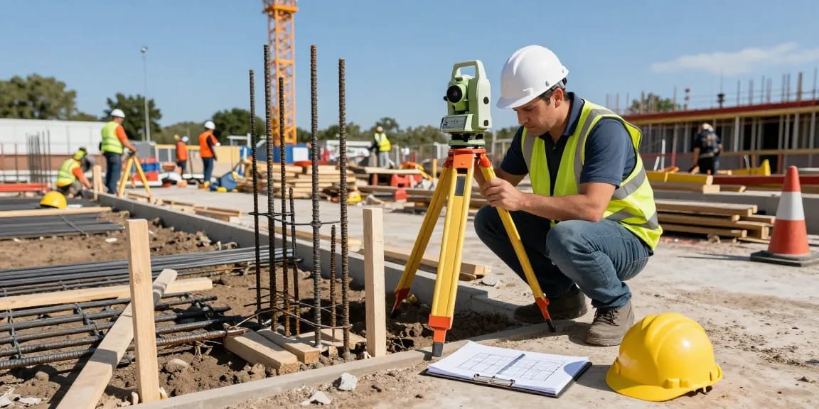 Site Engineering Setting Out Kent - Experienced engineer marking construction points accurately on-site.