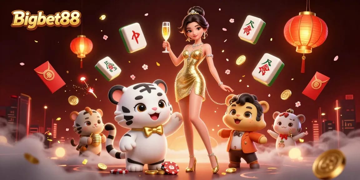 Experience the excitement of Bigbet88 with glamorous characters and vibrant casino elements