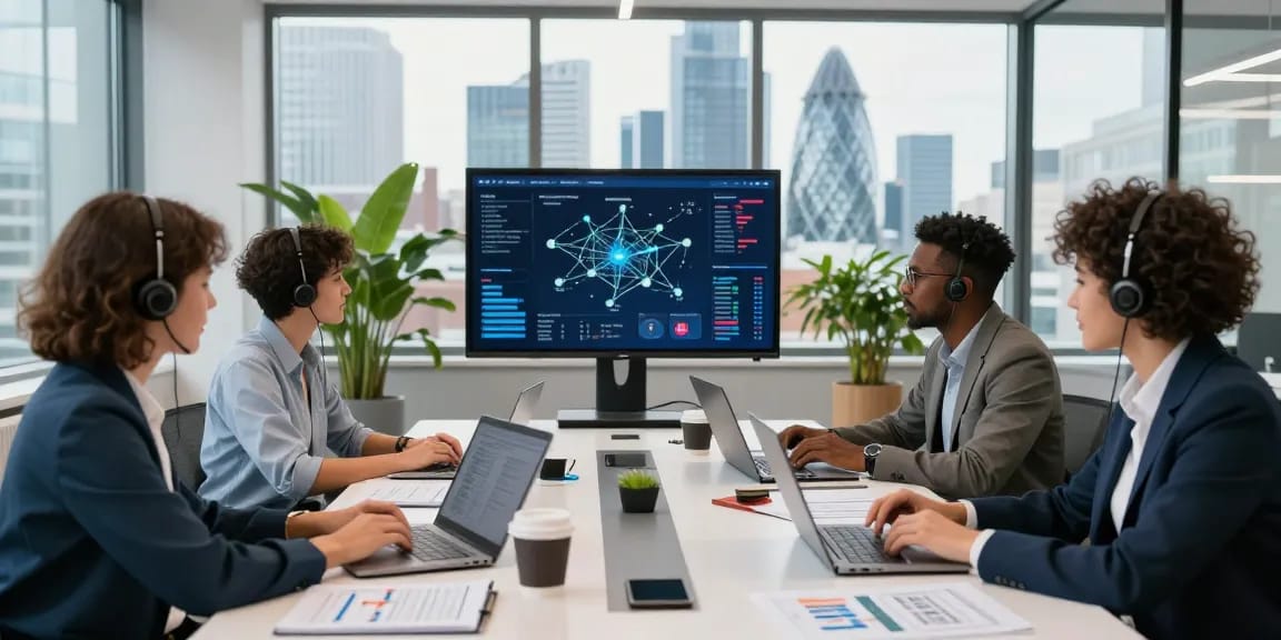 Small business IT support London team collaborating in a modern office.