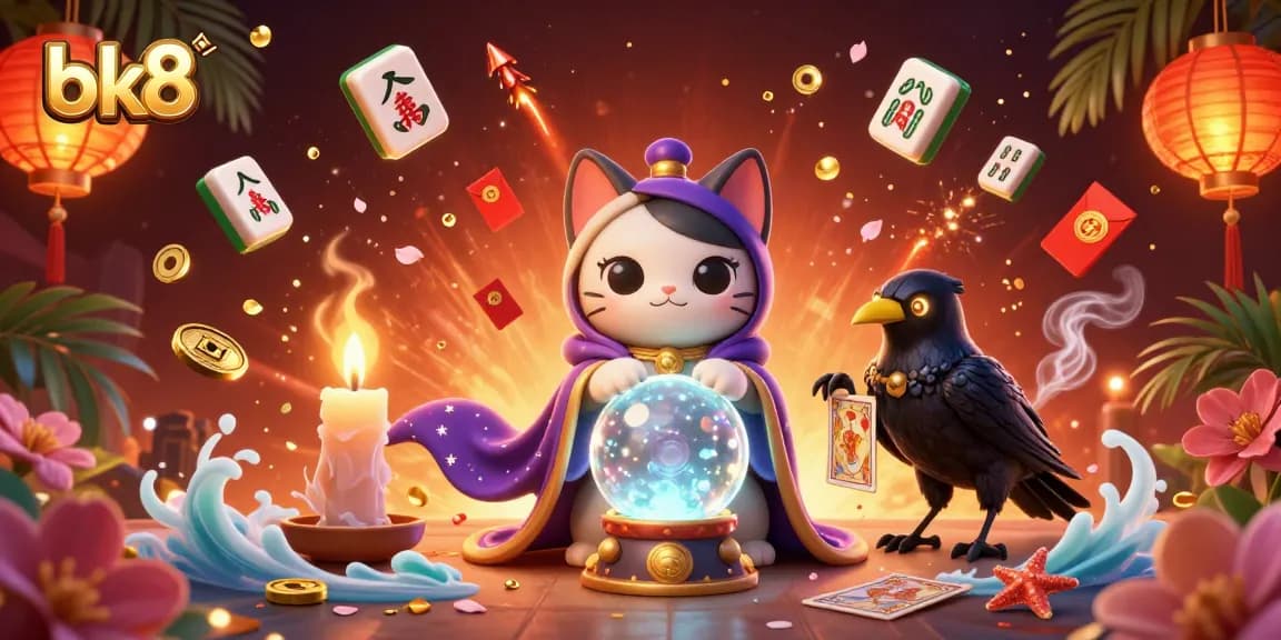 Engage in exciting bk8 gaming experiences with mystical elements and vibrant colors in this illustration.