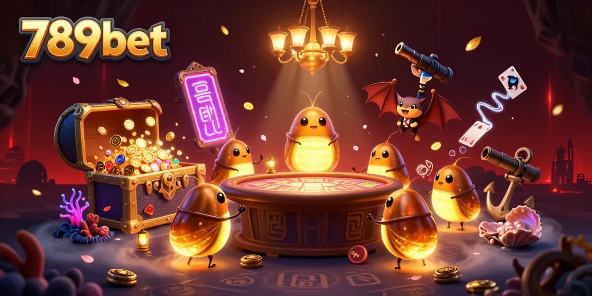 Engage with thrilling gaming excitement at 789bet, illuminated by glowworms in a vibrant cave casino.