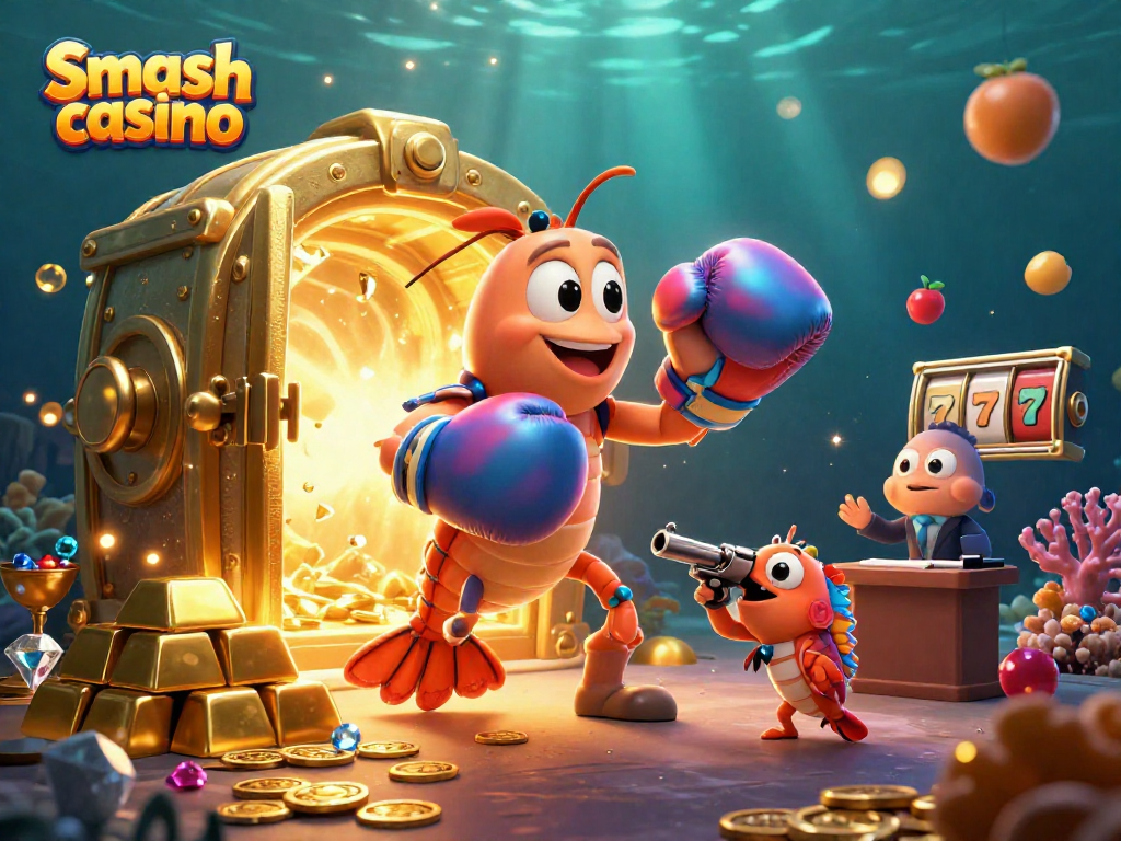 Engage in action at Smash casino with an ultra-detailed 3D illustration of vibrant underwater scene showcasing gaming excitement.