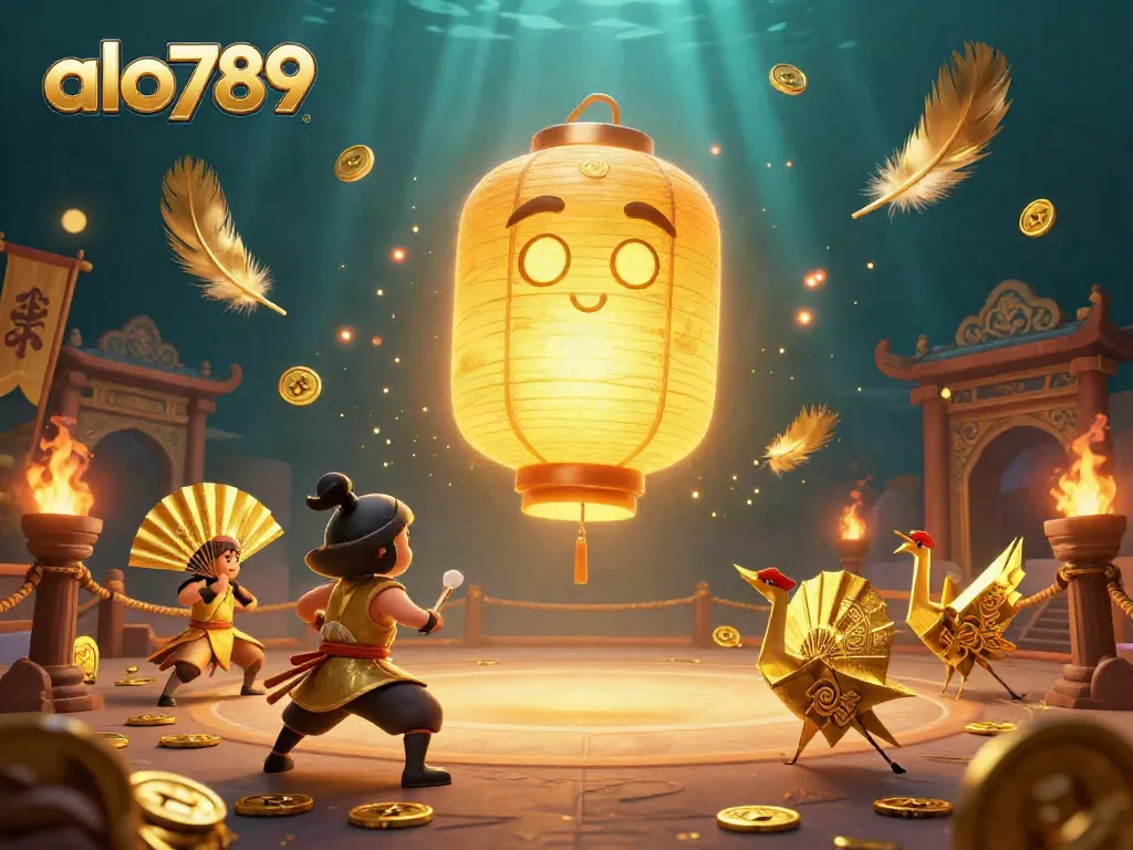 Alo789 inspires winning excitement in a golden fighting arena filled with lucky symbols and warriors.