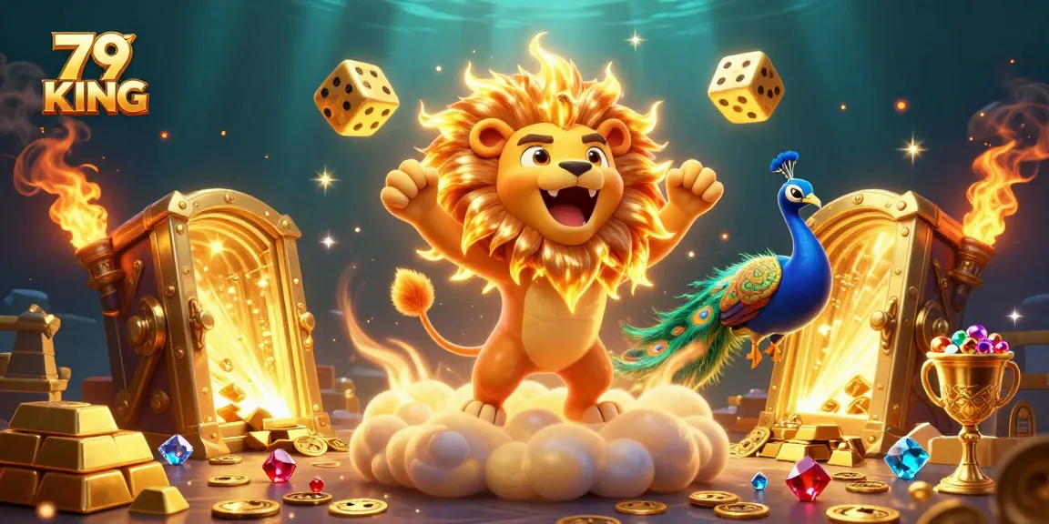 Engage in thrilling gameplay at 79 KING with glowing treasures and vivid casino elements.