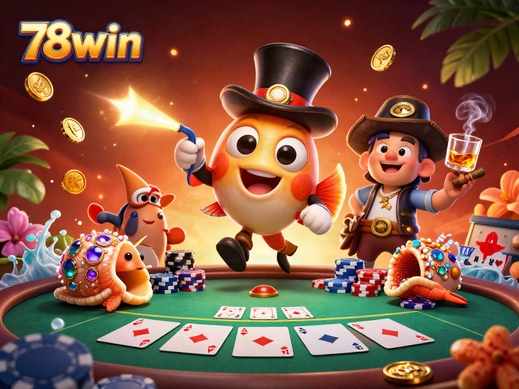 Engage with thrilling 78win gameplay featuring cartoon sea creatures in a dynamic casino scene.