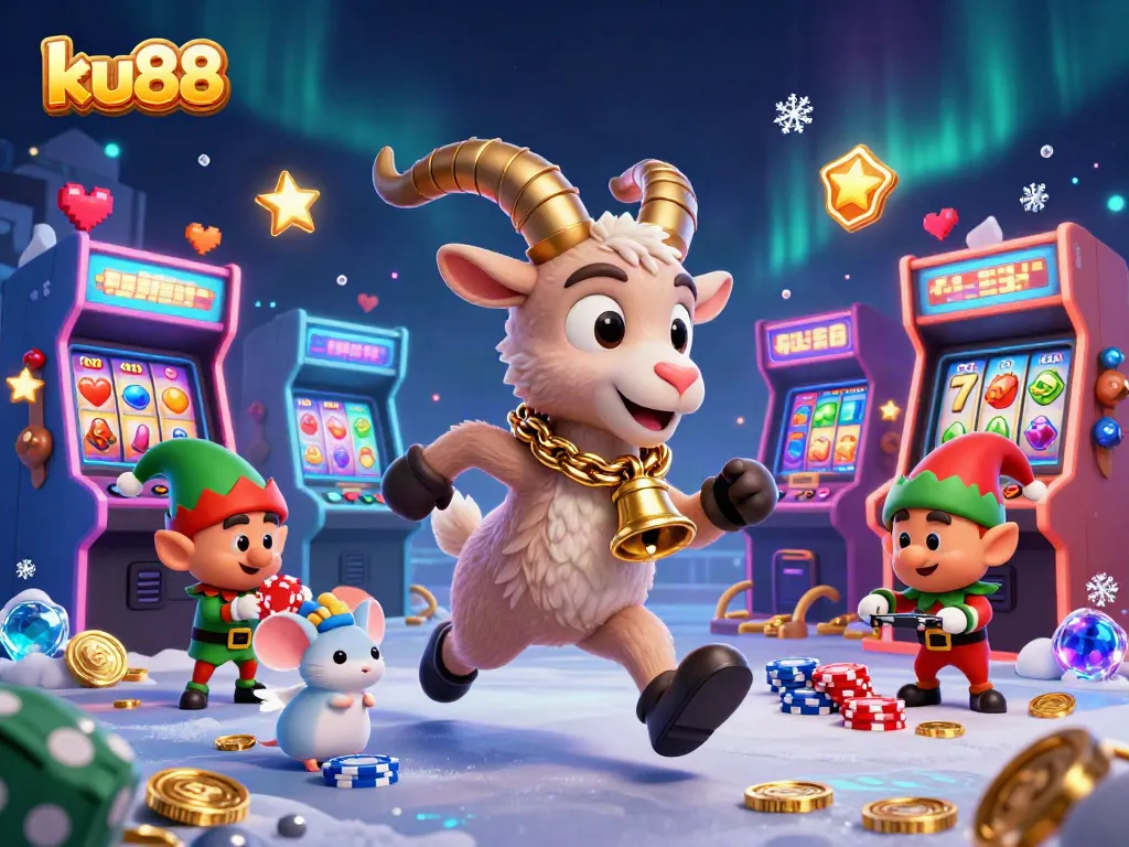 Engage in thrilling gameplay at ku88 with this vibrant casino illustration featuring festive characters.